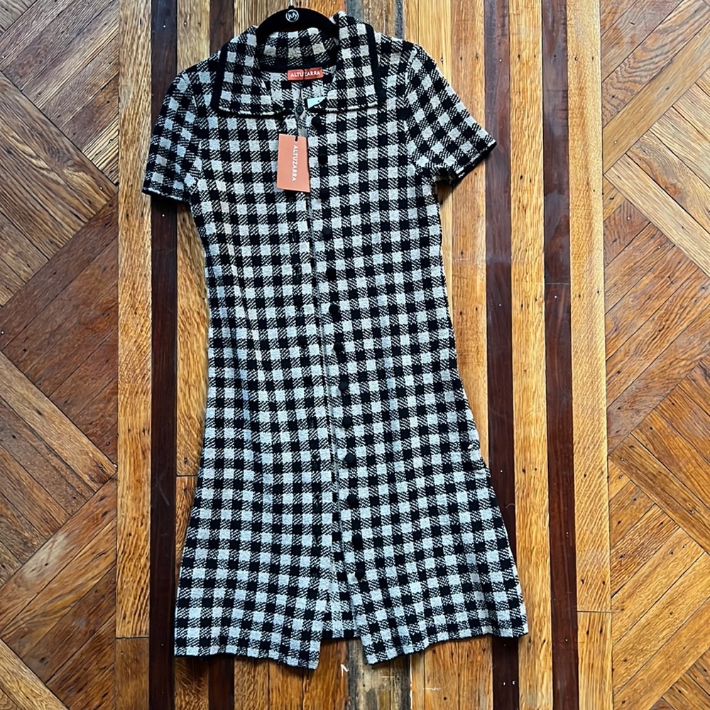 ALTUZARRA KNIT PLAID DRESS